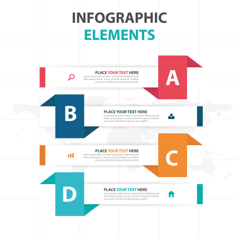 矢量彩色折纸风格的创意信息图表设计