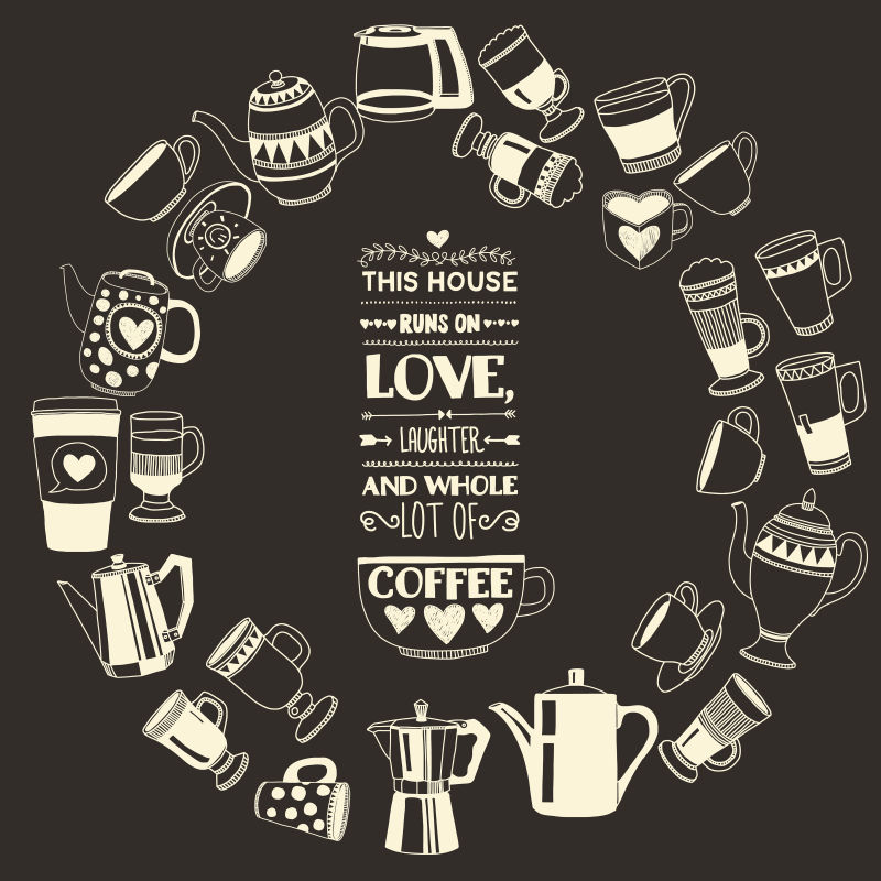 抽象矢量现代咖啡元素图标背景