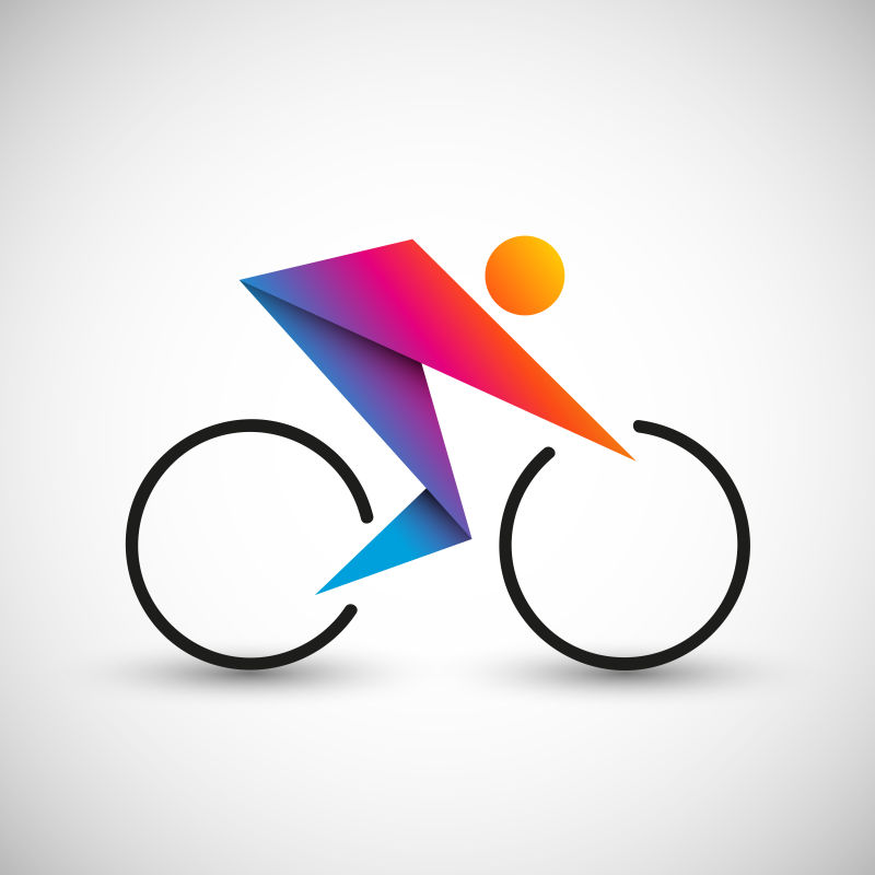 创意矢量彩色骑自行车的人插图