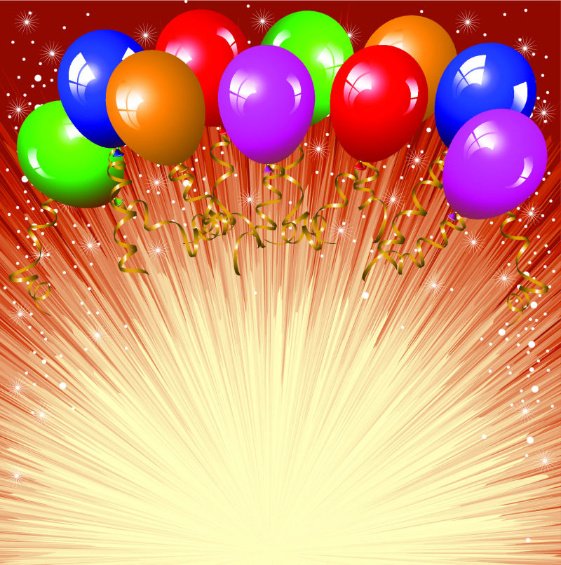 创意矢量彩色气球元素的庆祝背景