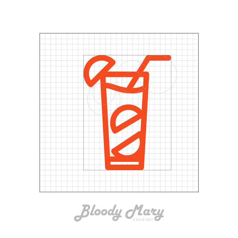 抽象矢量血腥玛丽线性图标设计