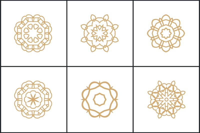 创意矢量现代金色花卉线性标志设计