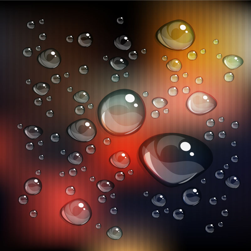 抽象矢量现代透明水滴元素彩色背景