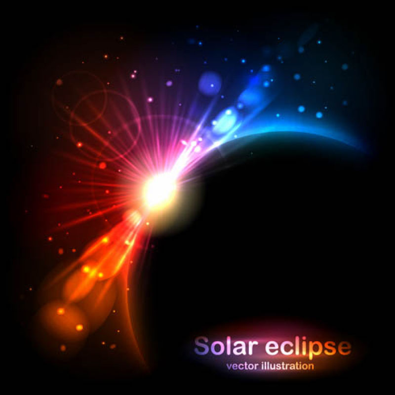日食-天空中的光辉-矢量插图可用于网页设计壁纸未来派设计和横幅