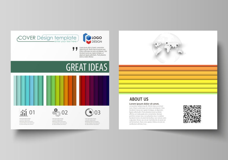 彩色条纹图案商业宣传手册矢量设计