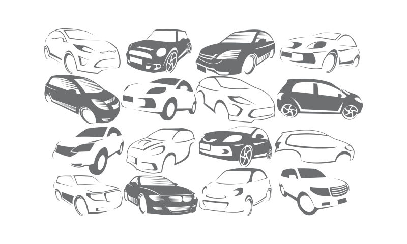 创意矢量现代汽车设计插图