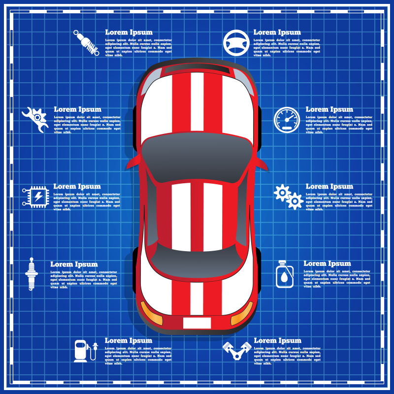 矢量抽象现代汽车维修主题插图
