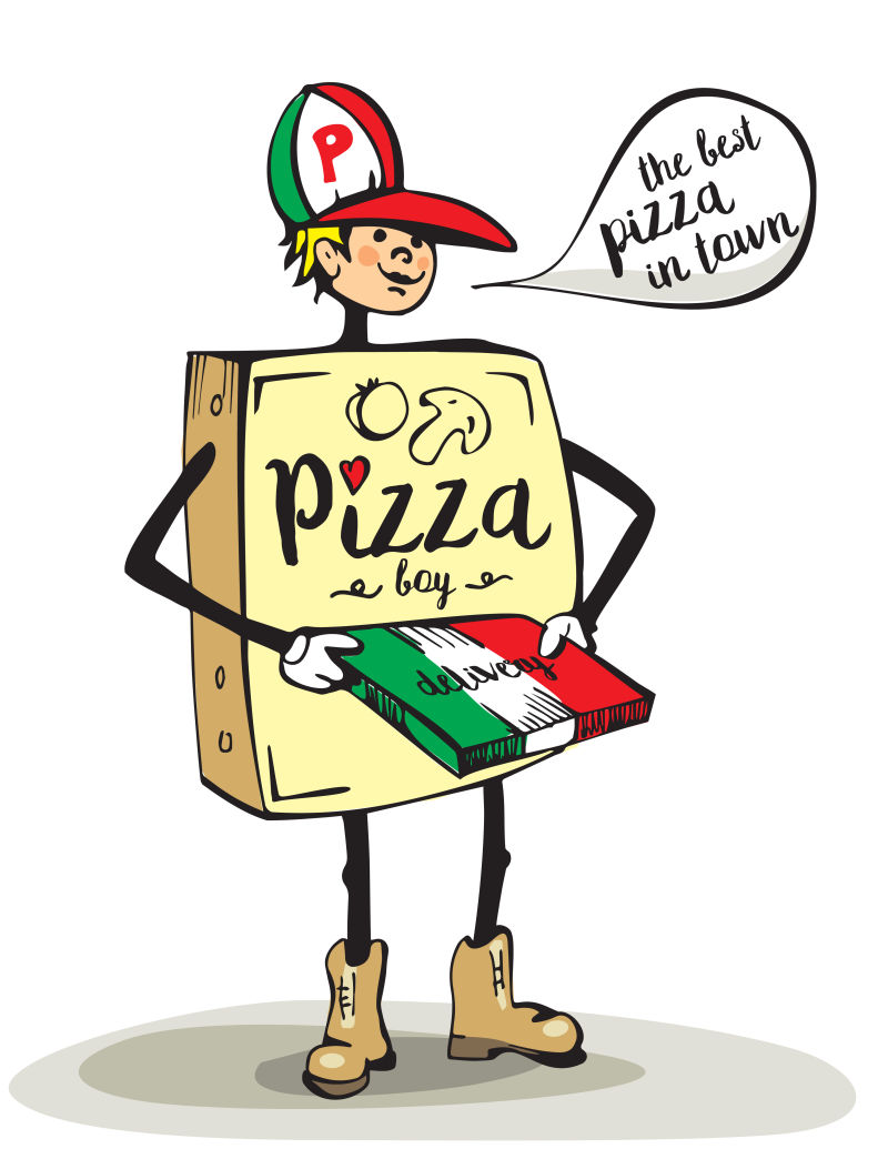 抽象矢量现代披萨的设计插图