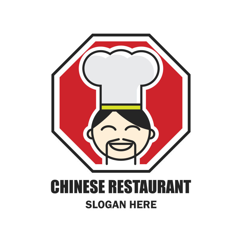 抽象矢量厨师元素的餐厅标志设计