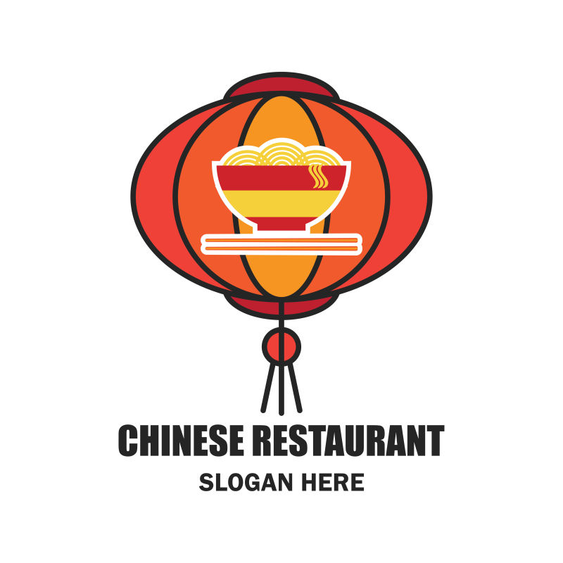 矢量灯笼元素的中餐厅标志设计