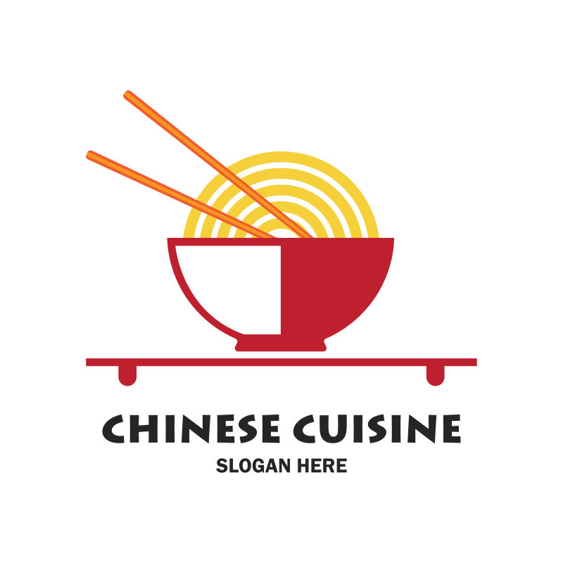 创意矢量面条元素的中餐厅标志设计