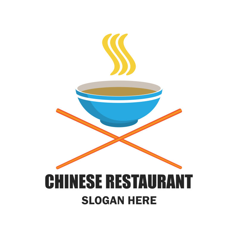 矢量面条元素的餐厅标志设计