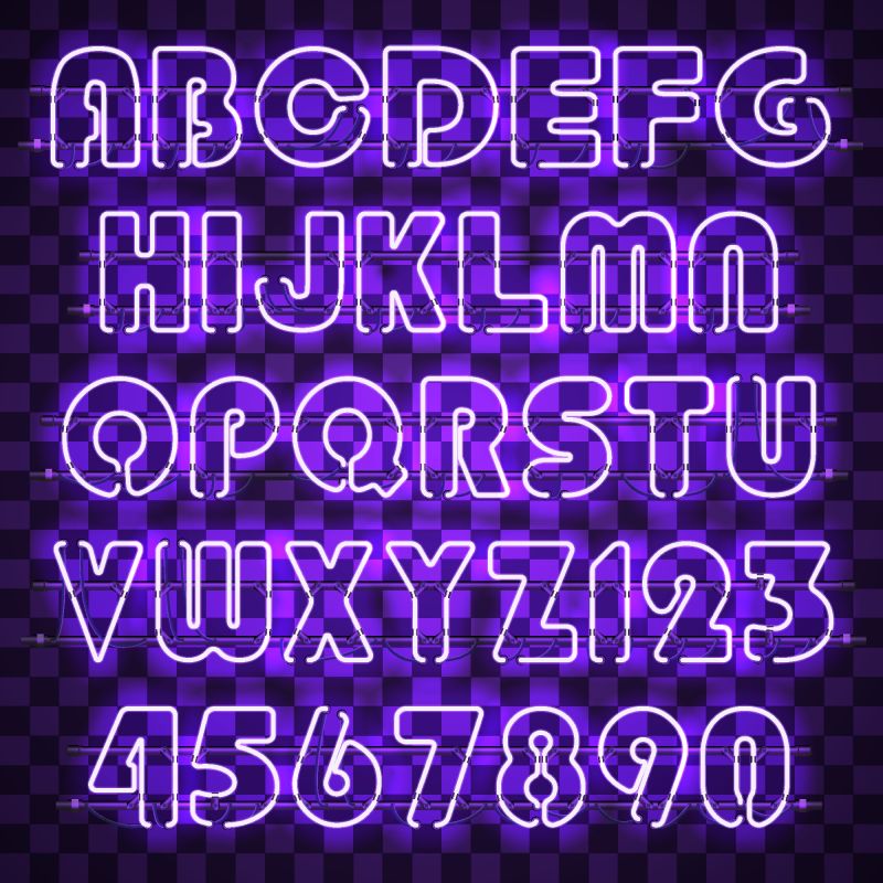 抽象矢量紫色发光字体设计