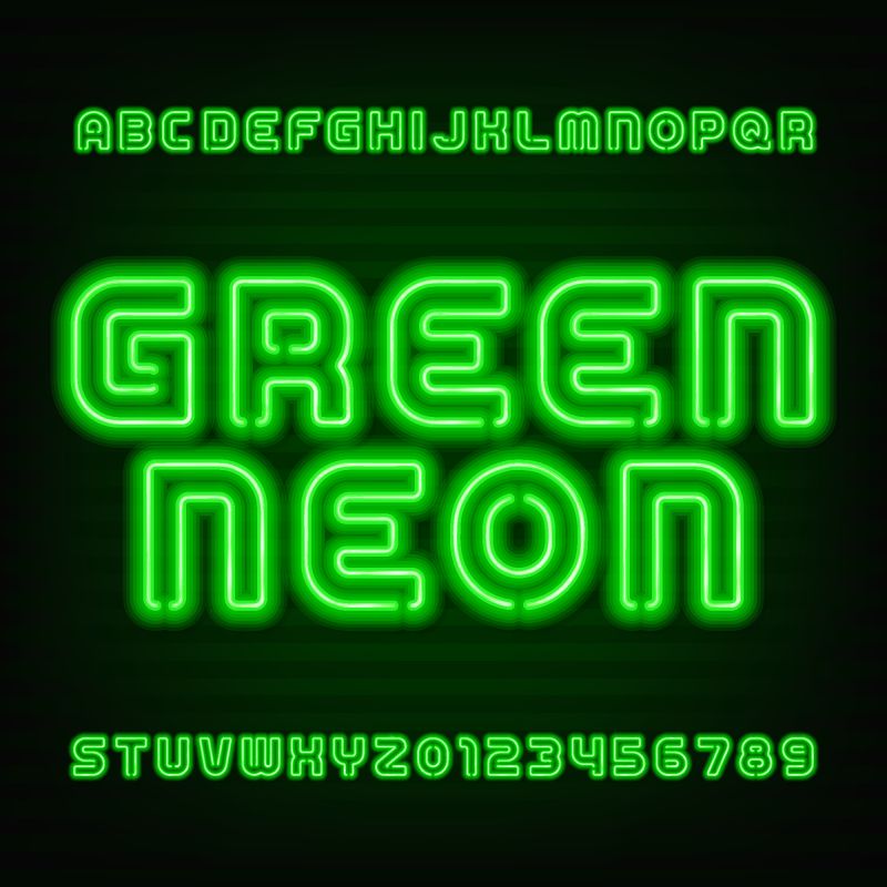 创意矢量绿色发光字母设计
