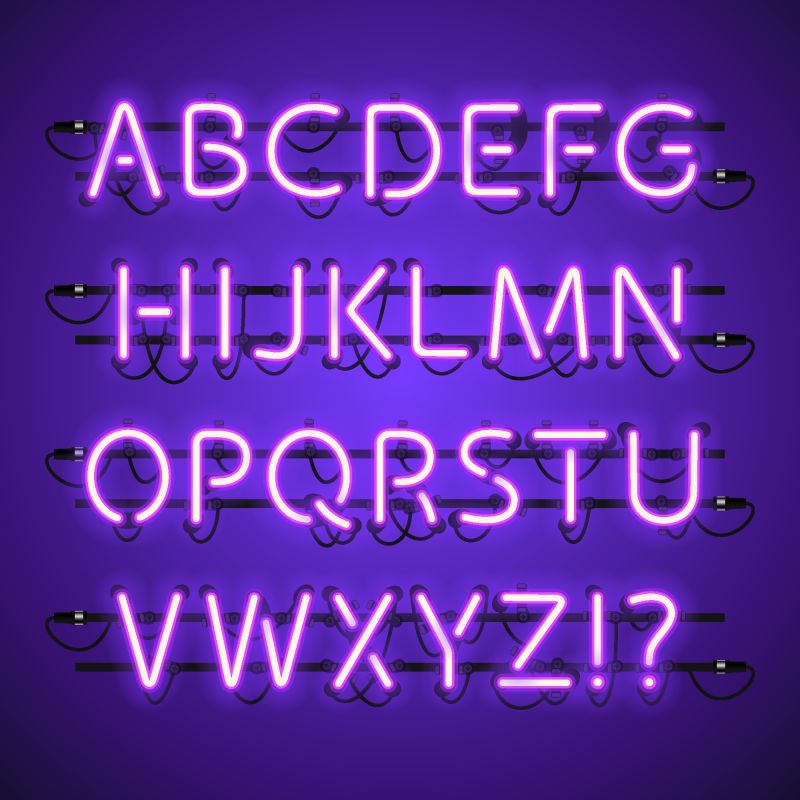 创意矢量紫色发光字体设计