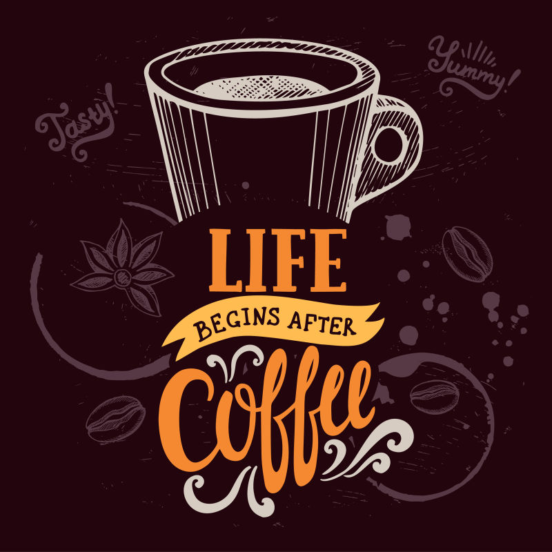 矢量咖啡主题标志平面设计