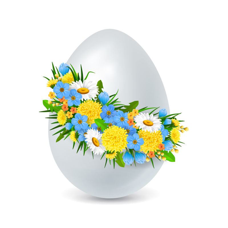 创意矢量花卉装饰的复活蛋设计