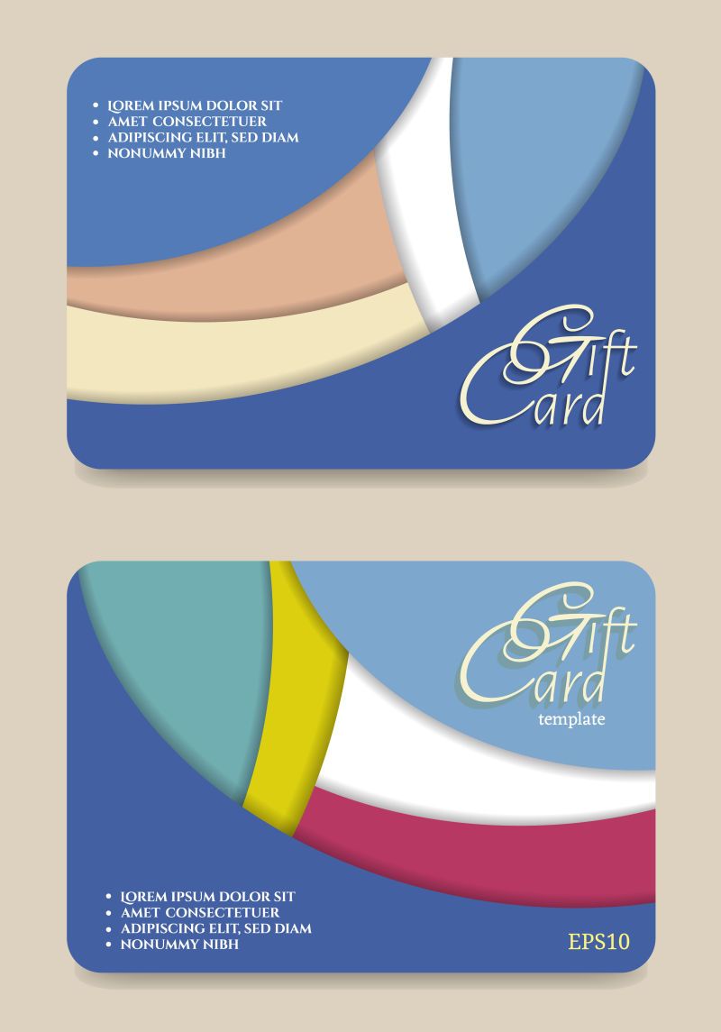 抽象矢量现代彩色礼品卡设计