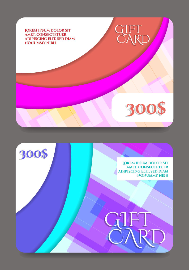 抽象矢量现代彩色时尚礼品卡设计