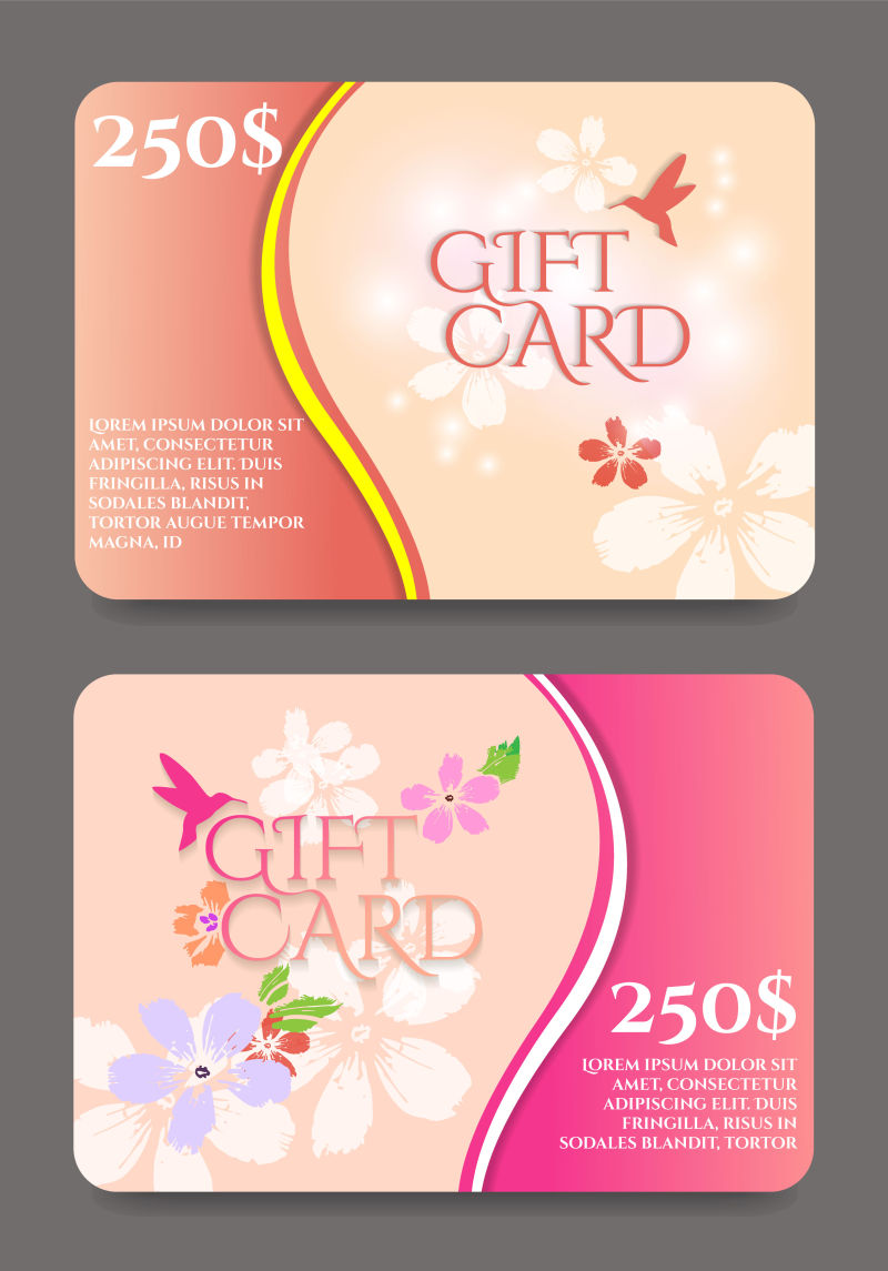 创意矢量现代多色花朵元素礼品卡设计