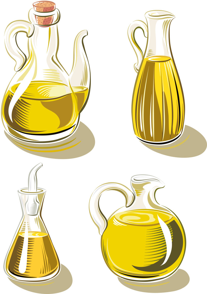 抽象矢量装在瓶子里的橄榄油插图