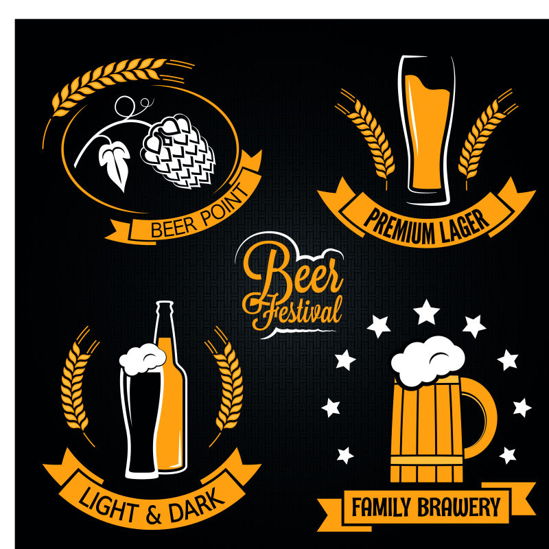 创意矢量平面风格的现代啤酒主题图标设计