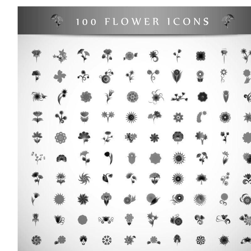 抽象矢量现代单色花卉图标设计
