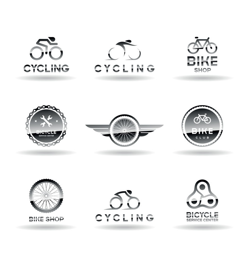 抽象矢量单色自行车主题的标志设计