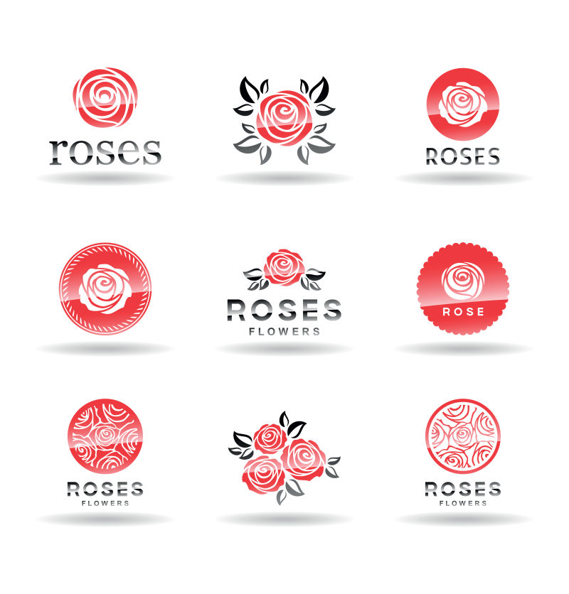 抽象矢量浪漫玫瑰元素标志设计
