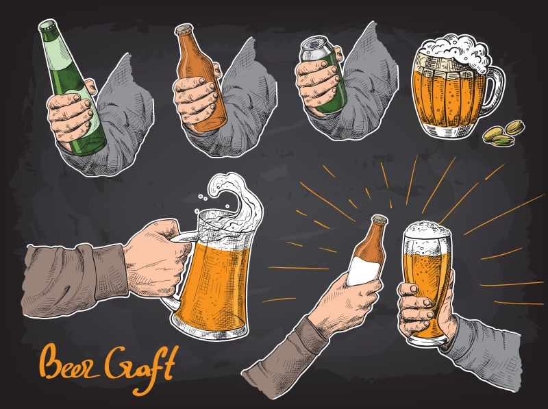 创意矢量抽象啤酒的设计元素插图