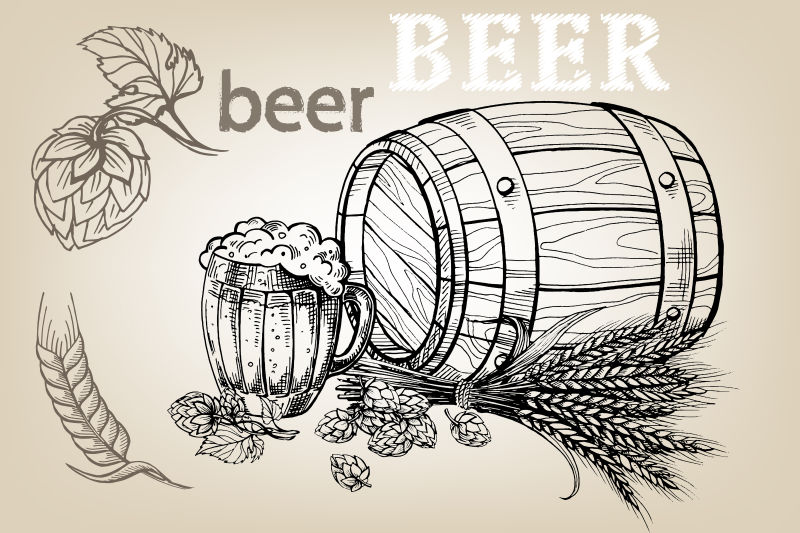 抽象矢量啤酒元素设计插图