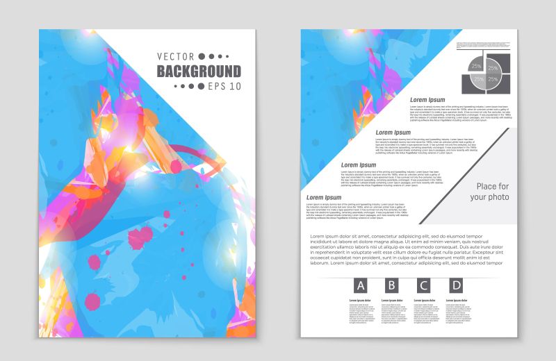 创意矢量彩色艺术风格的宣传册设计