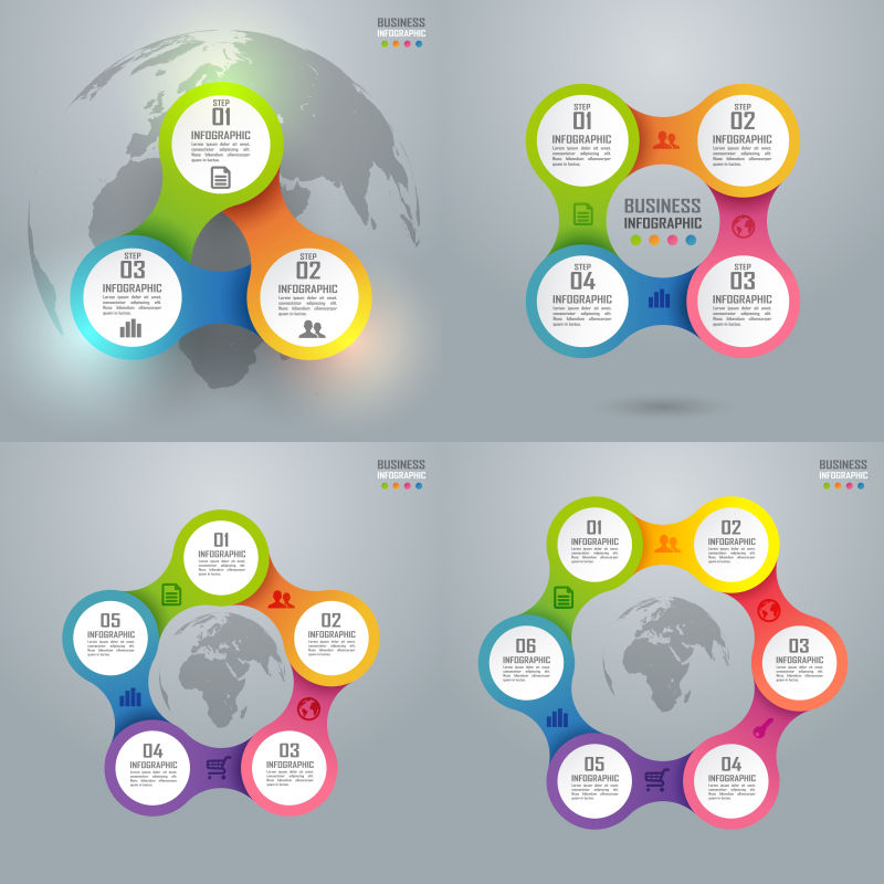 创意矢量现代商业彩色信息图表