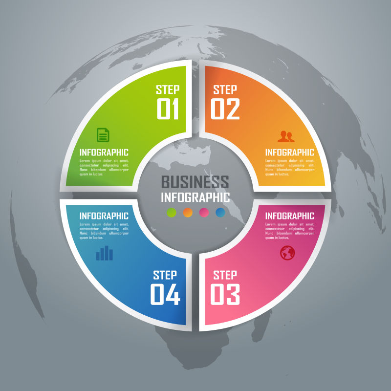 抽象矢量彩色环形信息图表设计