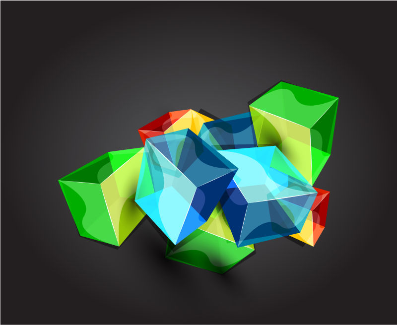 矢量抽象彩色玻璃晶体设计