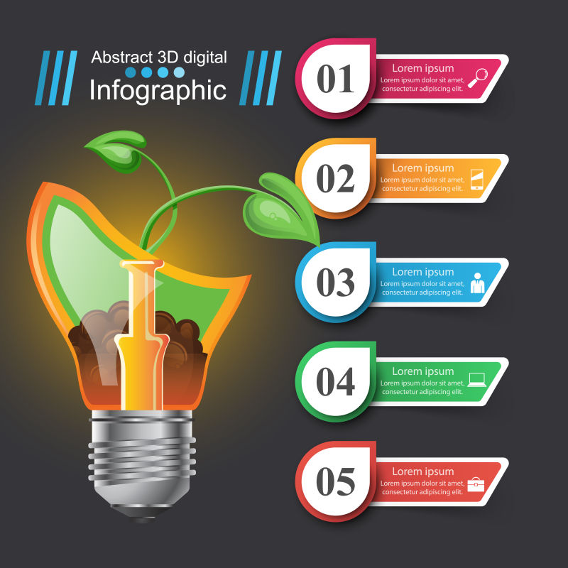创意矢量生态灯泡元素的信息图表设计