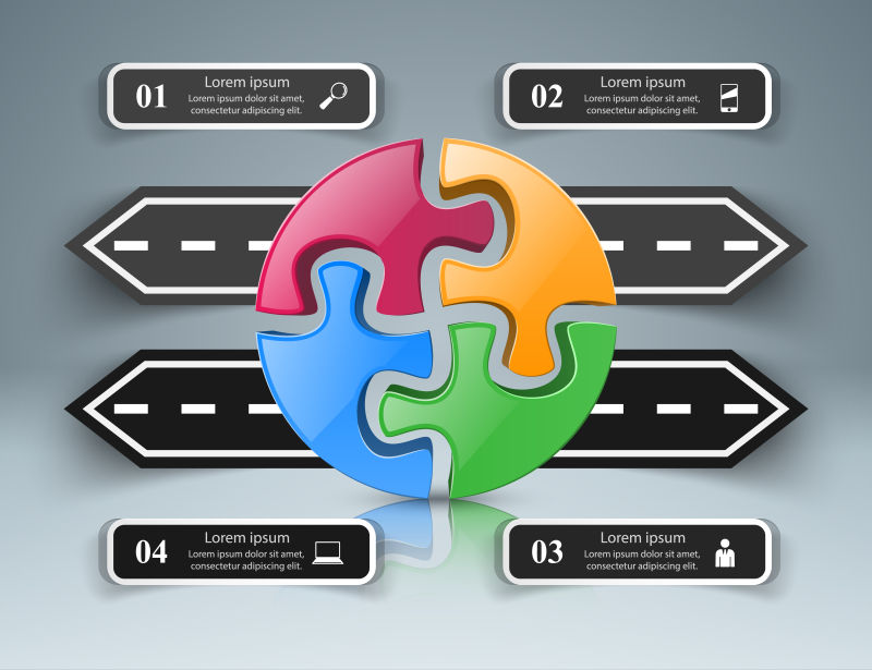 抽象矢量现代道路元素的信息图表设计