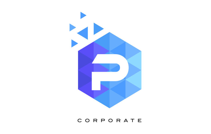 抽象矢量几何风格的字母P标志设计