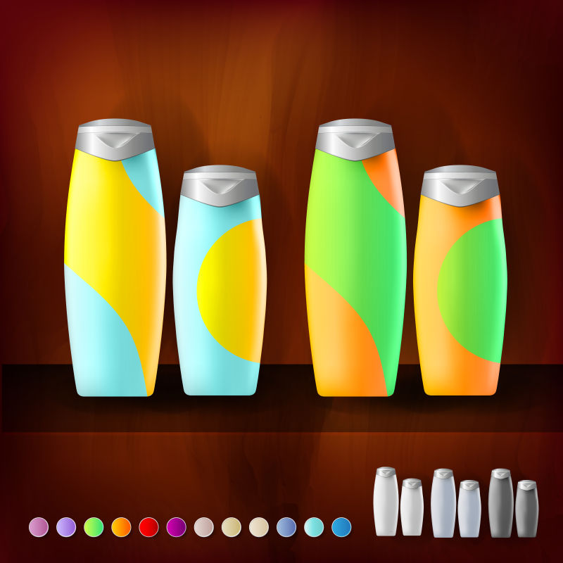 抽象矢量彩色包装瓶创意设计
