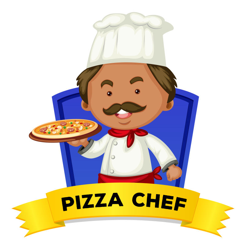 矢量披萨厨师的平面插图