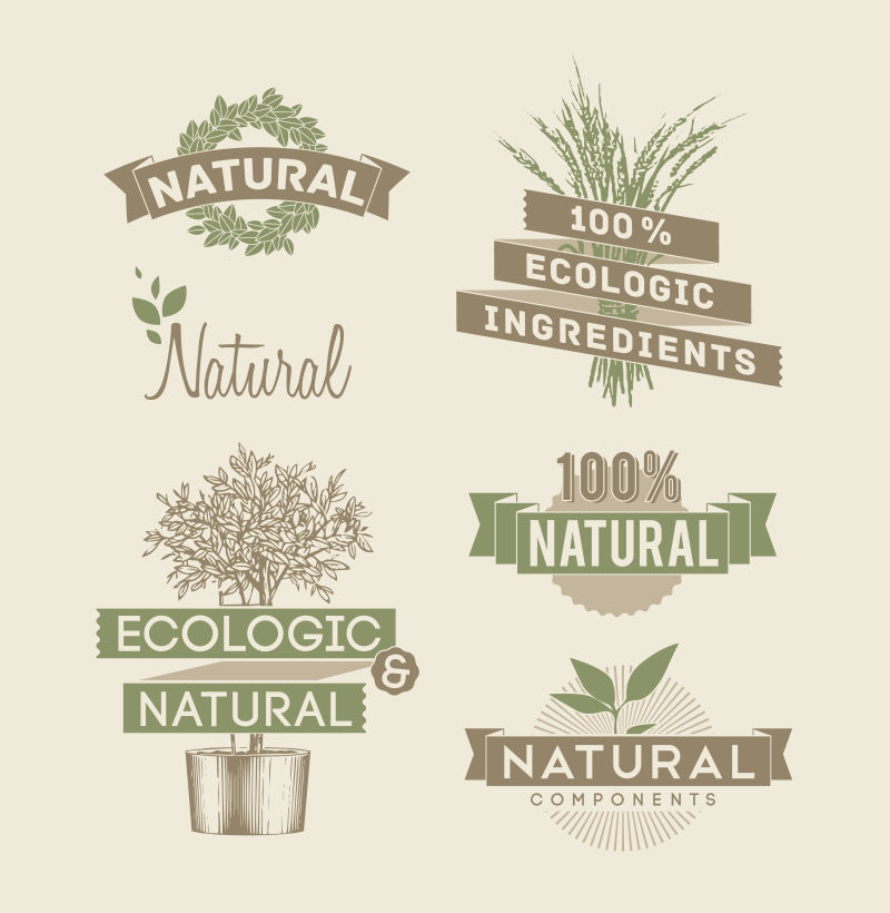抽象矢量自然生态徽章设计