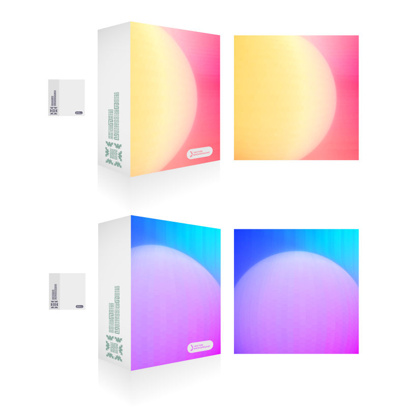 抽象矢量彩色灯光元素的立体包装盒设计