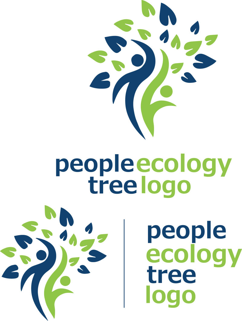 创意矢量人与生态主题的树形标志设计