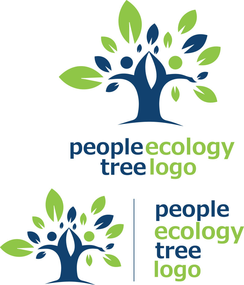抽象矢量现代人的生态树标志设计