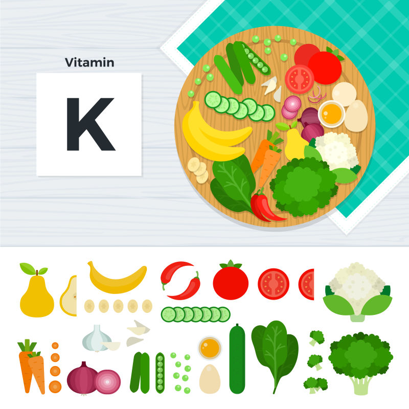 抽象矢量维生素k的食品插图