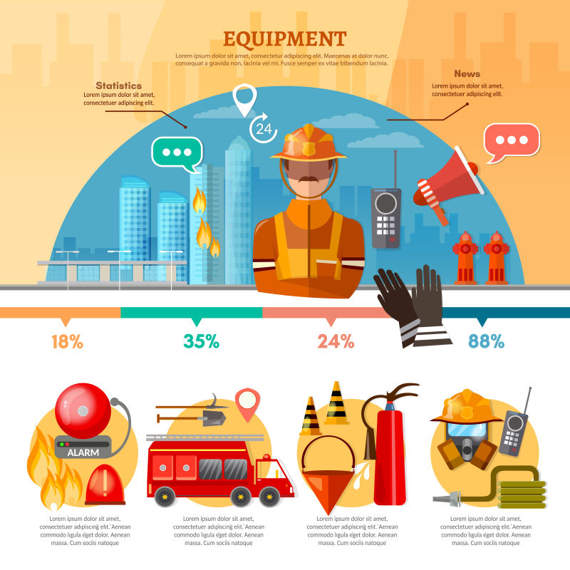 创意矢量消防员元素设计