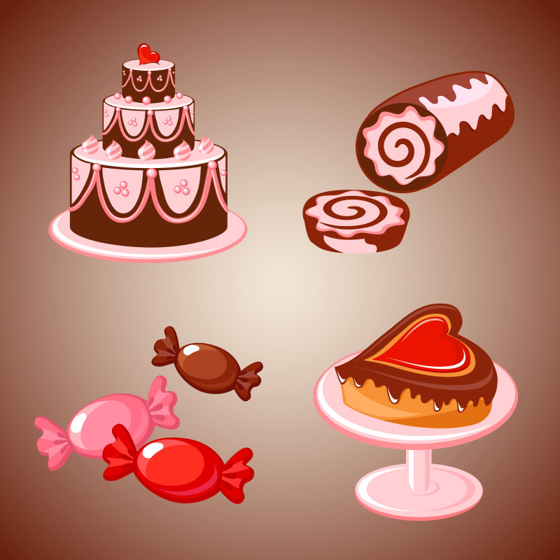 创意矢量情人节主题的甜点设计
