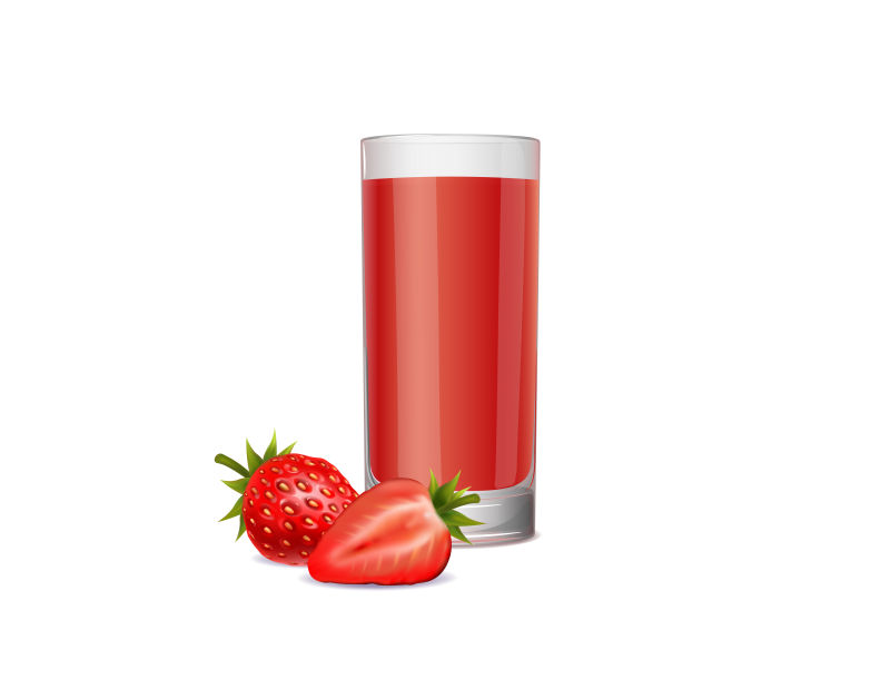 矢量草莓与草莓汁