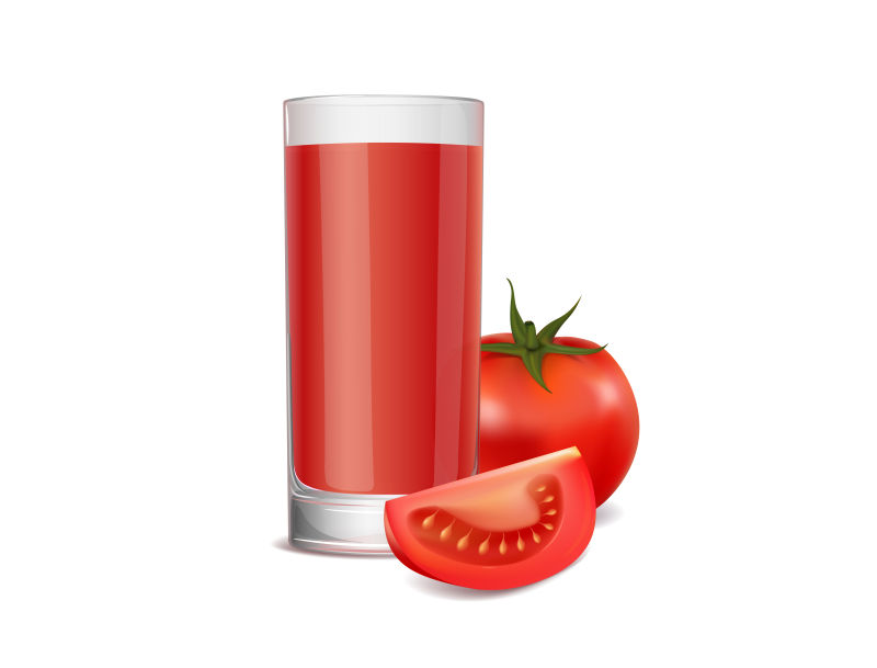 矢量红色番茄与番茄汁