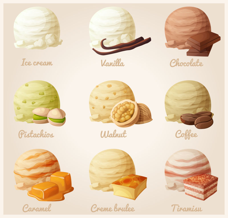 创意矢量彩色冰淇淋装饰设计